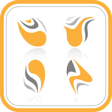 Vector abstract internet icons. Orange set. Simply change.