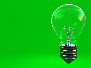Wall Mural - green eco background classic light bulb with space for write