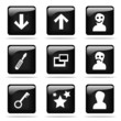 © skvoor - Set of glossy buttons with icons. Black and white series.