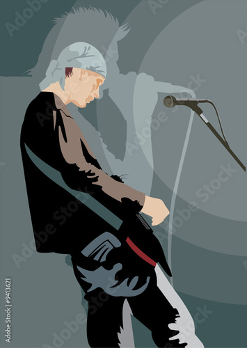 Naklejka - mata magnetyczna na lodówkę vector image of young guitarist