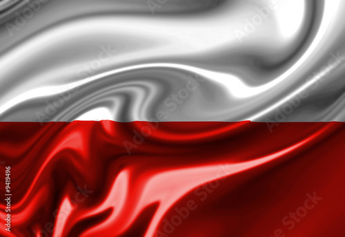 Plakat na papierze fotorealistycznym Polska flaga macha na wietrze