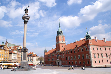 column and royal castle in warsaw, poland