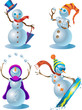 Vector Christmas snowmen having fun with the snow