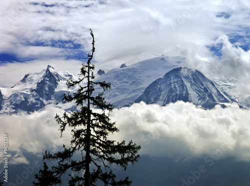 Obraz na płótnie canvas dwuczęściowy "dyptyk" Mont blanc najwyższa góra we Francji i Europie.