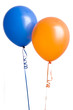 Orange and blue balloons isolated on white background