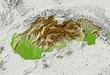 © Arid Ocean - Slovakia. Shaded relief map.