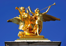 France; Paris ; Bronze And Golden Leaf Statue