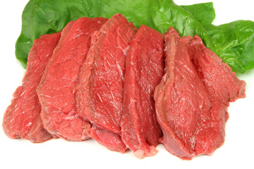 Fresh, raw beef meat prepared to be fried. Cuisine image.