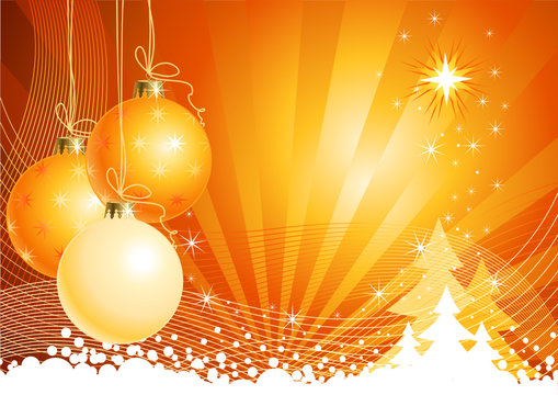 Christmas background with decorations / vector