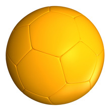 3D Rendering Of A Yellow Soccer Ball Against A White Background