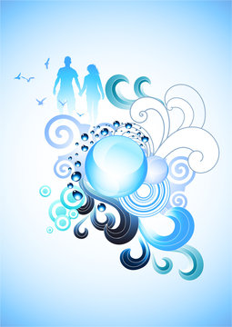 Funky Blue Elements background. vector Illustration.