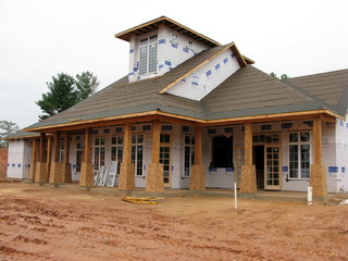 partially built home with columns