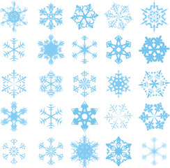 Wall Mural - Blue snowflakes on a white background