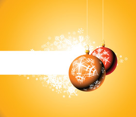 Wall Mural - Christmas bulbs with snowflakes on golden background