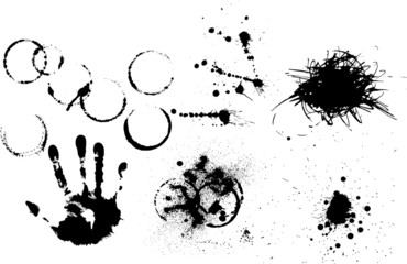 Poster - set of various grunge elements - prints, spatters, splashes