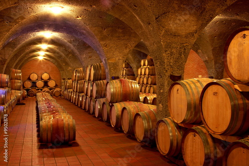 Fotografía Weinkeller,Rotwein im Barrique Faß ausgebaut,Toskana,Italien