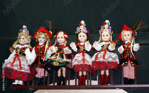 Nowoczesny obraz na płótnie dolls in national Cracow costumes