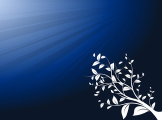 Wall Mural - vector series - blue sky, sun and a yound tree in summmer