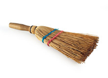 Short Sweep Traditional Broom Over White Background