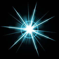 Wall Mural - an abstract lens flare. very bright burst in a blue tone.