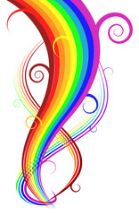 Poster - Abstract vector rainbow curves on white background