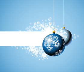 Wall Mural - Christmas bulbs with snowflakes on light blue background