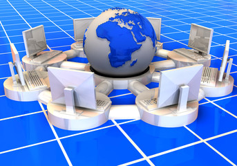 Fototapete - Concept of internet. 3d