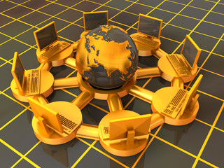 Fototapete - Concept of internet. 3d