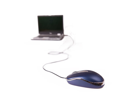 mouse and laptop on white background