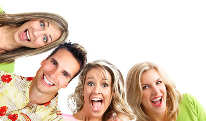 Poster - Happy funny people. Isolated over white background.