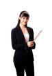 © eyedear - smiling female executive holding a red file