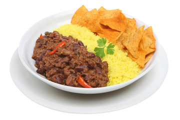 Sticker - Chilli con carne with rice and tortilla chips