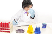 A Female Scientist Pharmacist Or Other Laboratory Worker