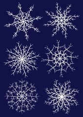 Poster - Set of six different snowflakes
