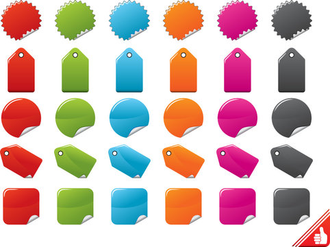 Color Stickers Set. Easy To Edit Vector.
