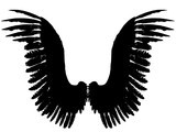 Fototapeta Na ścianę - 3D rendered angel silhouette,unfolded wings,white background