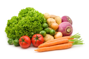 Wall Mural - fresh vegetables on white background