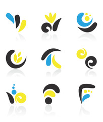 Wall Mural - design elements - black, yellow, blue