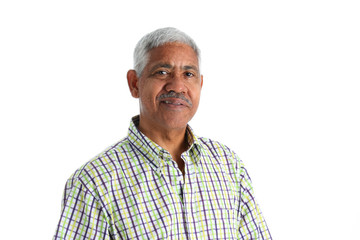 Senior Minority Man Set On A White Background