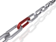 3D Render Of A Chain With Red Link.