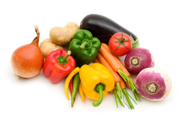 Wall Mural - fresh vegetables on white background