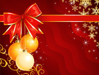 christmas decoration with ribbon / holiday background / vector