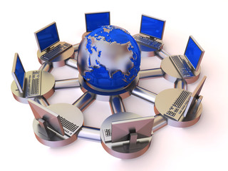 Fototapete - Concept of internet. 3d