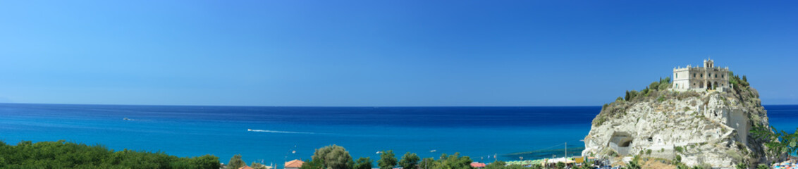 Wall Mural - Panorama of Tropea skyline with a beautiful palace