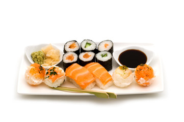 Wall Mural - sushi on white background