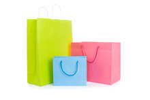 Set Of Various Shopping Bags Isolated On White.