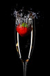 strawberry splash in a champagne flute