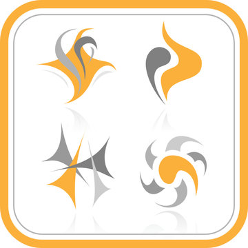 Vector abstract internet icons. Orange set. Simply change.