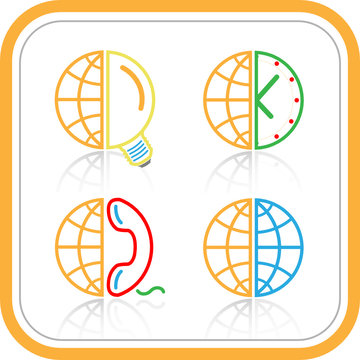 Vector abstract internet icons. Orange set. Simply change.