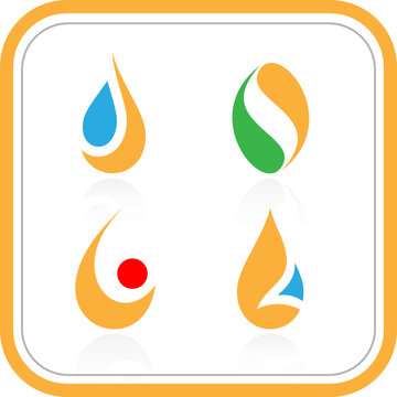 Vector abstract internet icons. Orange set. Simply change.